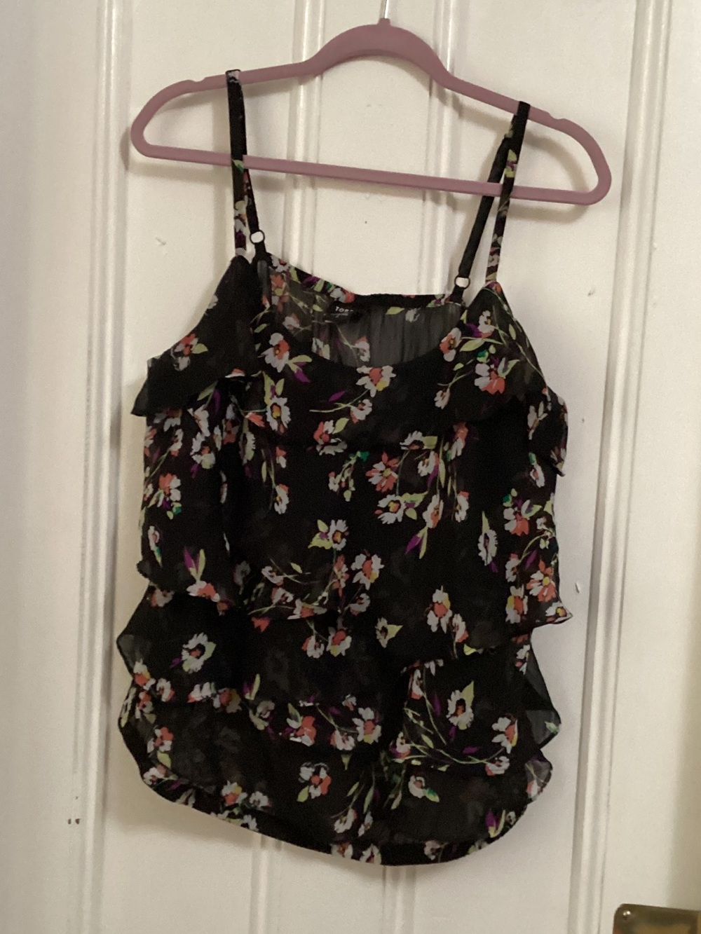torrid Black Floral Ruffled Camisole